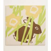 Hiding Bunny 24x24 Stretched Print: Hemp/Organic Cotton
