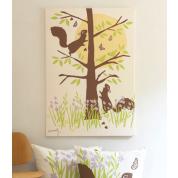 Woodland Squirrel Flat Print: Organic Cotton Percale