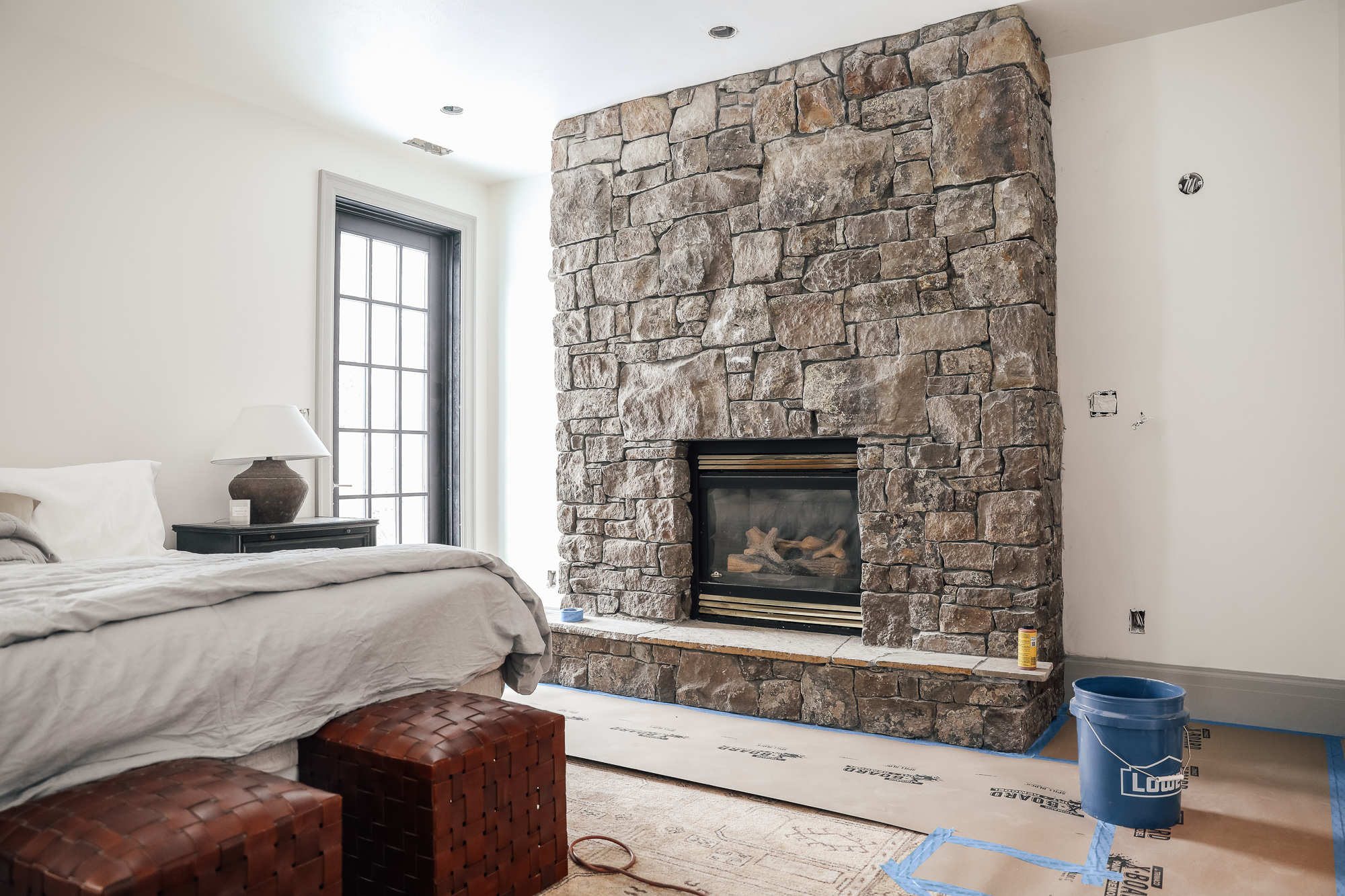 An update on our painted stone fireplace