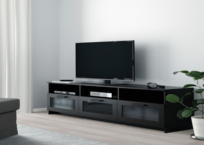  Black-Gray TV Ikea Media Console with Doors 