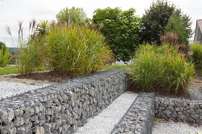 Caged Rocks for Garden Edging