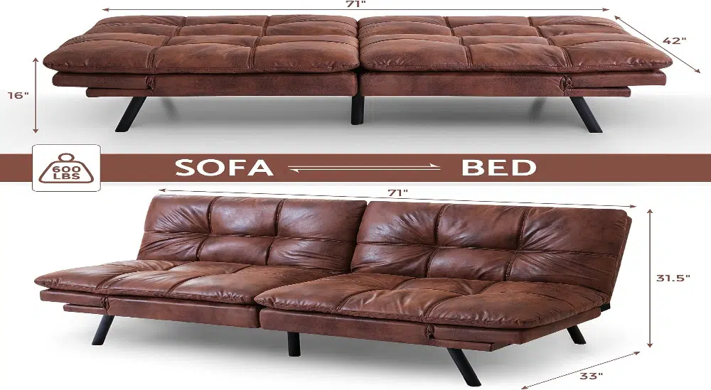 Faux Leather Futon Sofa Bed