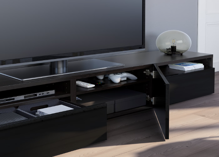 Selsviken High Gloss Black IKEA TV Storage Combination