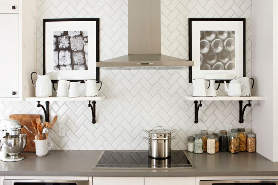 The Herringbone Tile Backsplash