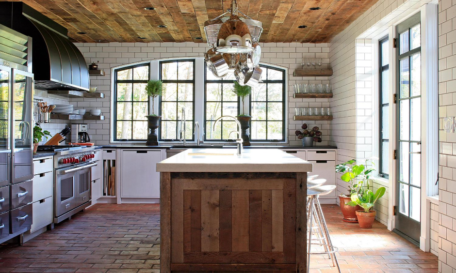 Wood-Paneled Ceiling Decoration