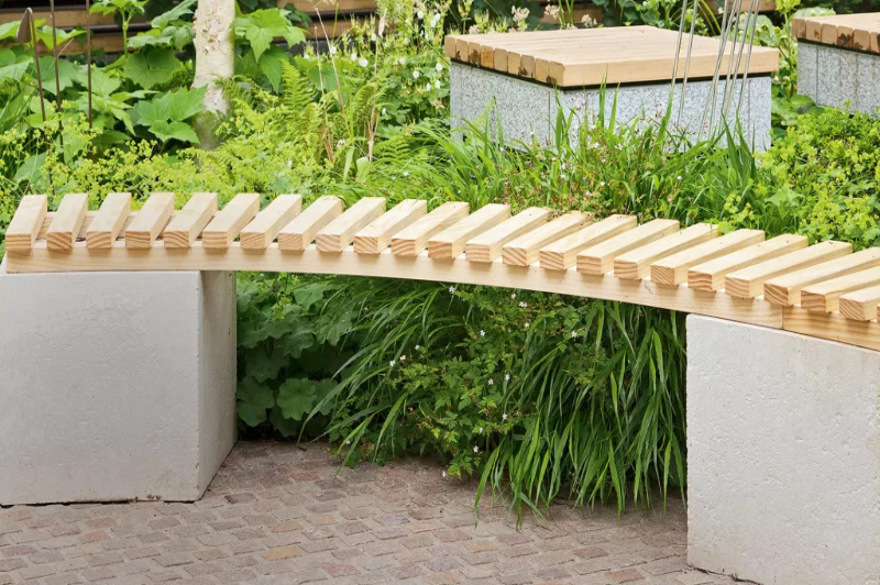 Wooden Benches for Garden Edging
