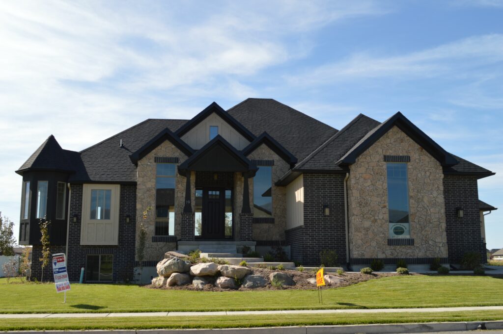 Black Brick with Stone Accents