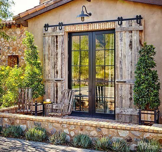 Rustic House with Distressed Barn Door