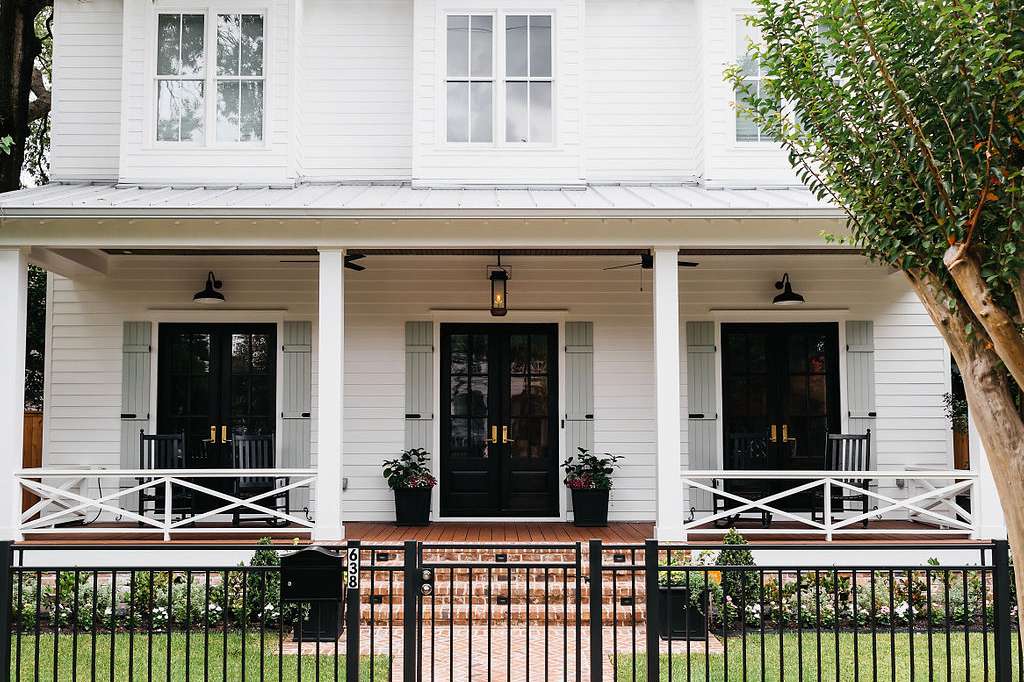 White Porch with Black Doors