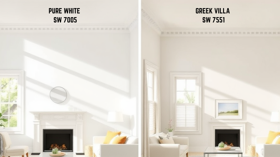 Color_Breakdown_Comparing_Pure_White_SW_7005_and_Greek_Villa_SW_7551