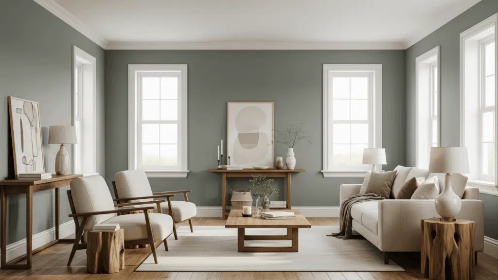 behr's sage gray in living room
