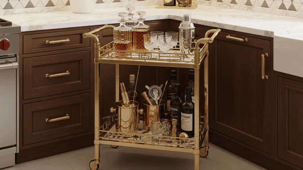 deco bar cart corner