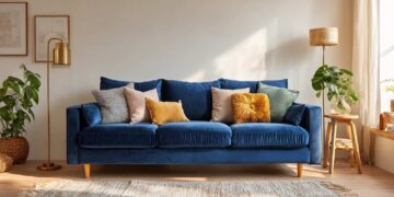 decorating around a navy blue sofa made easy