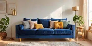 decorating around a navy blue sofa made easy