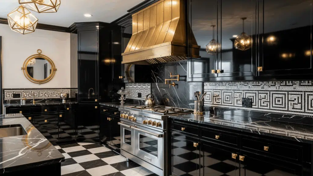 high gloss drama in the kitchen