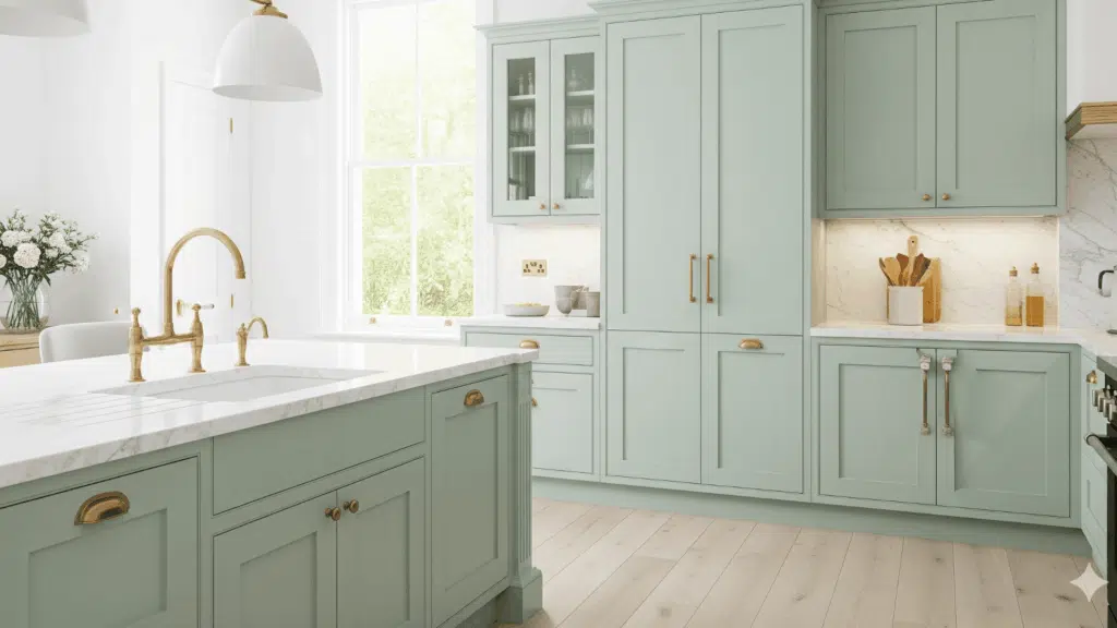 mint and brass revival kitchen designs