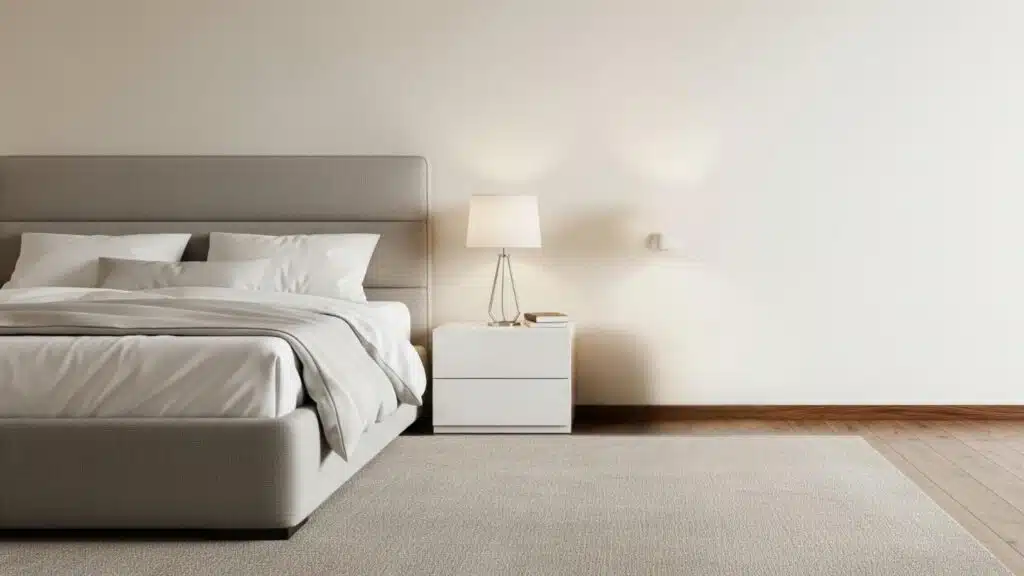 position rug in front of nightstand