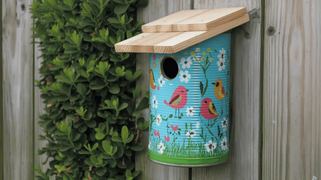 recycled tin can birdhouse