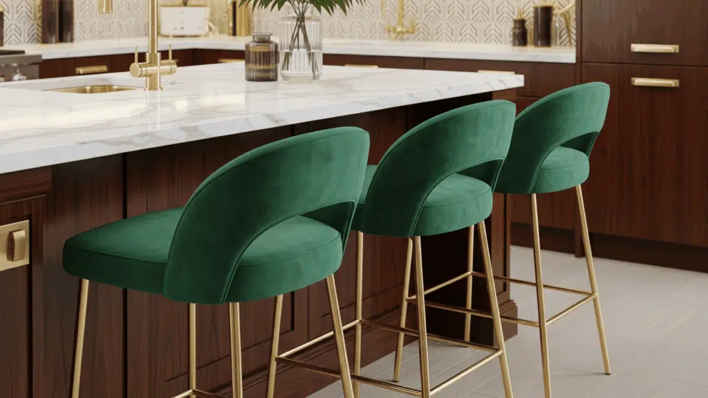 velvet and metallic stools