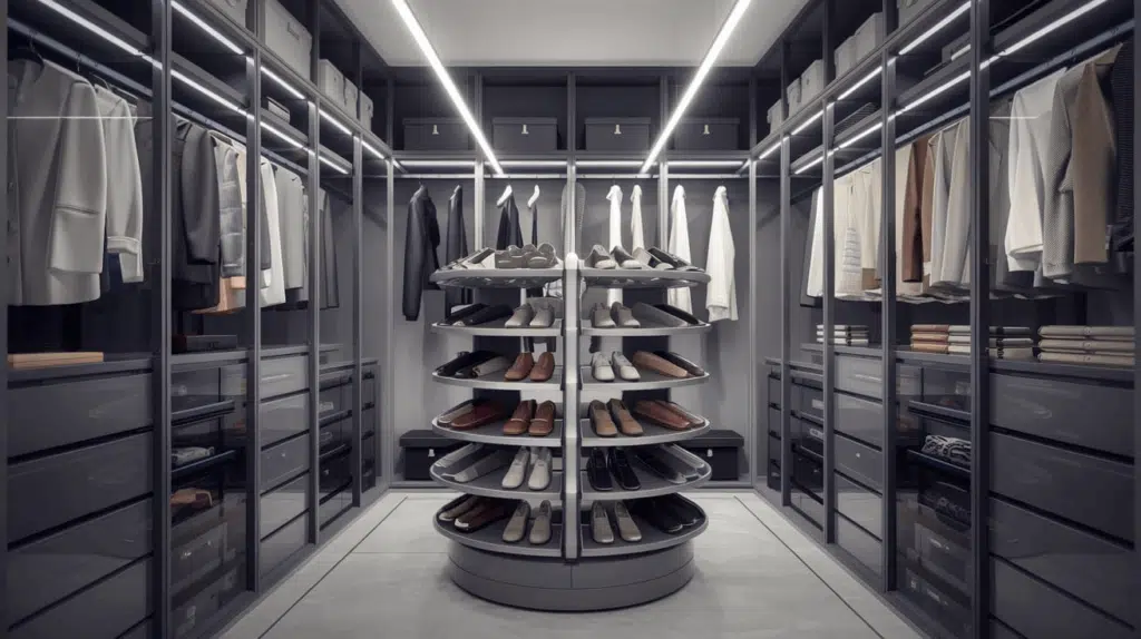 Rotating Shoe Walk-in Closet