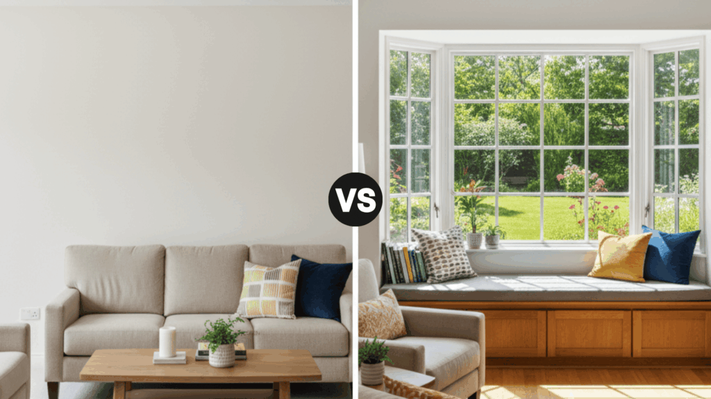 from plain wall to reading nook before and after