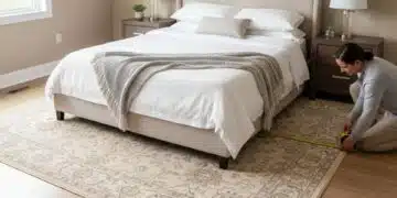 size rug for queen bed