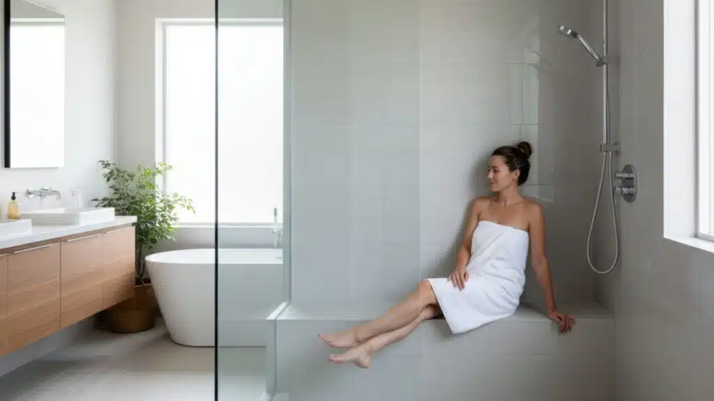 standard shower bench dimensions