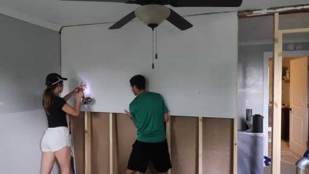 step four install the drywall