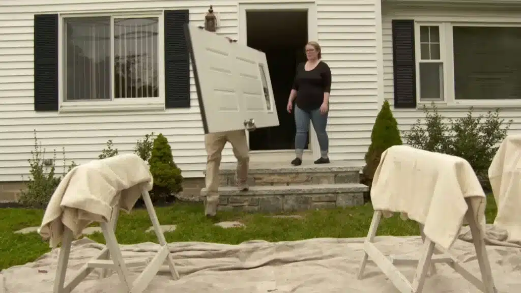 step one remove the door and hardware