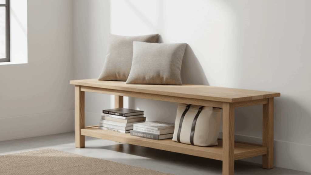 two tier hallway bench