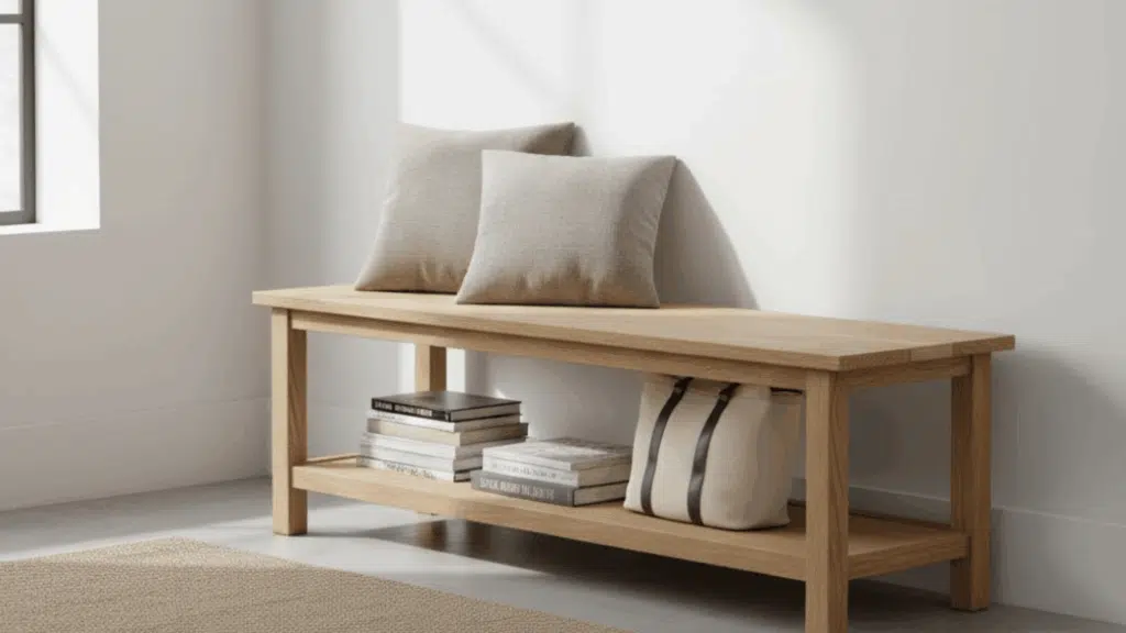 two tier hallway bench