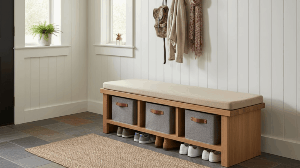 entryway storage bench