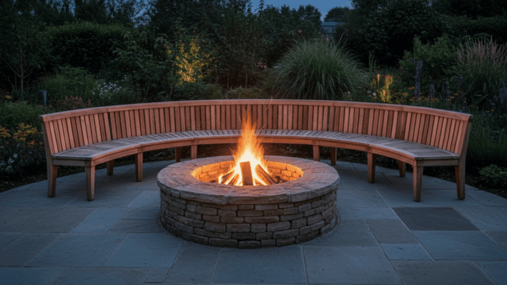outdoor curved bench