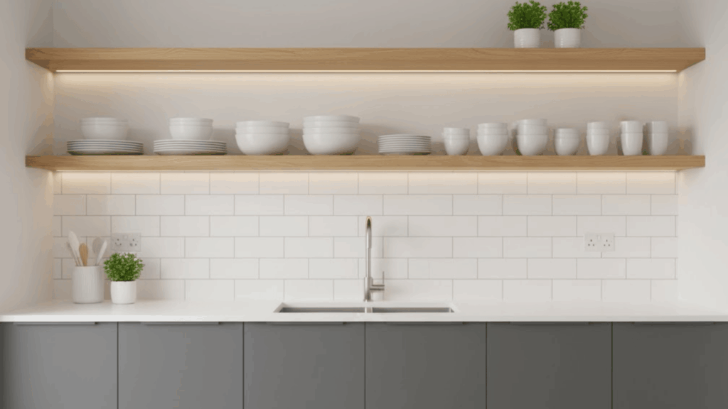 9 open shelving with hidden storage