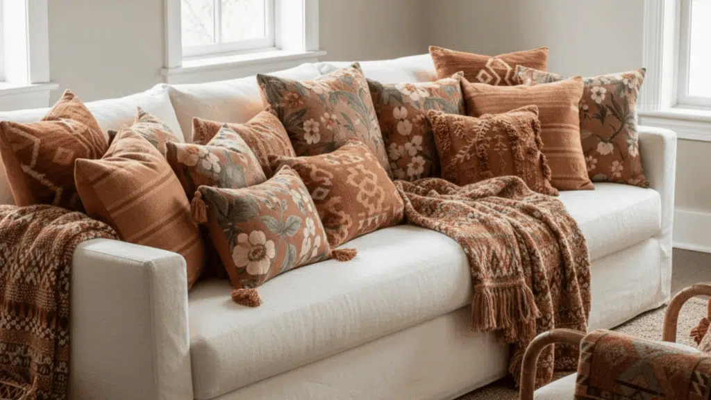 9 patterned throw pillows