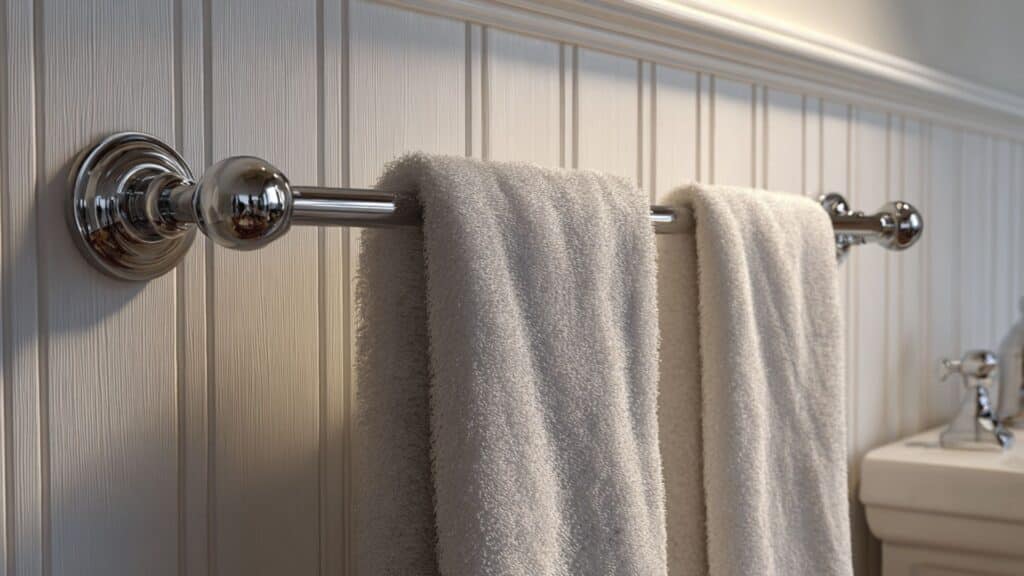 beadboard behind towel racks