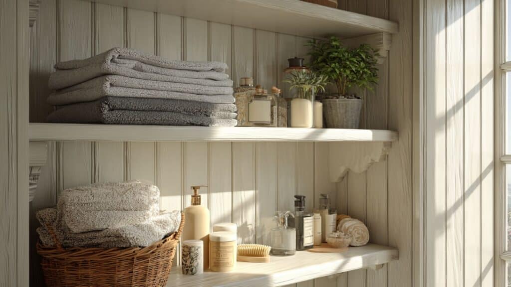 beadboard corner shelving