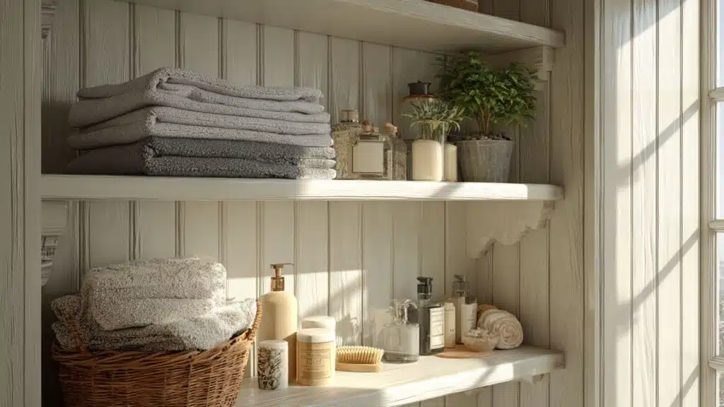 beadboard corner shelving