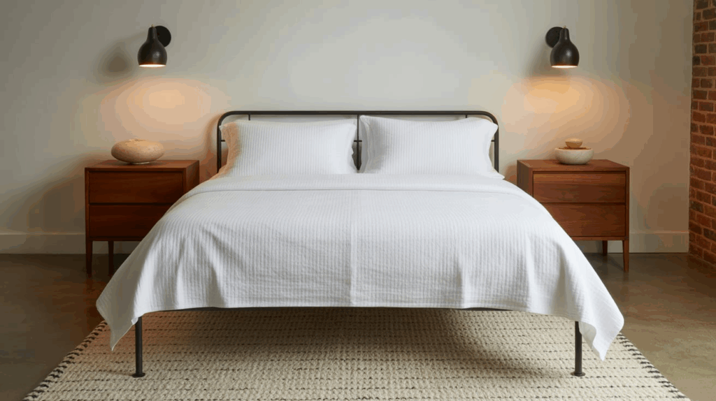 black metal frame bed