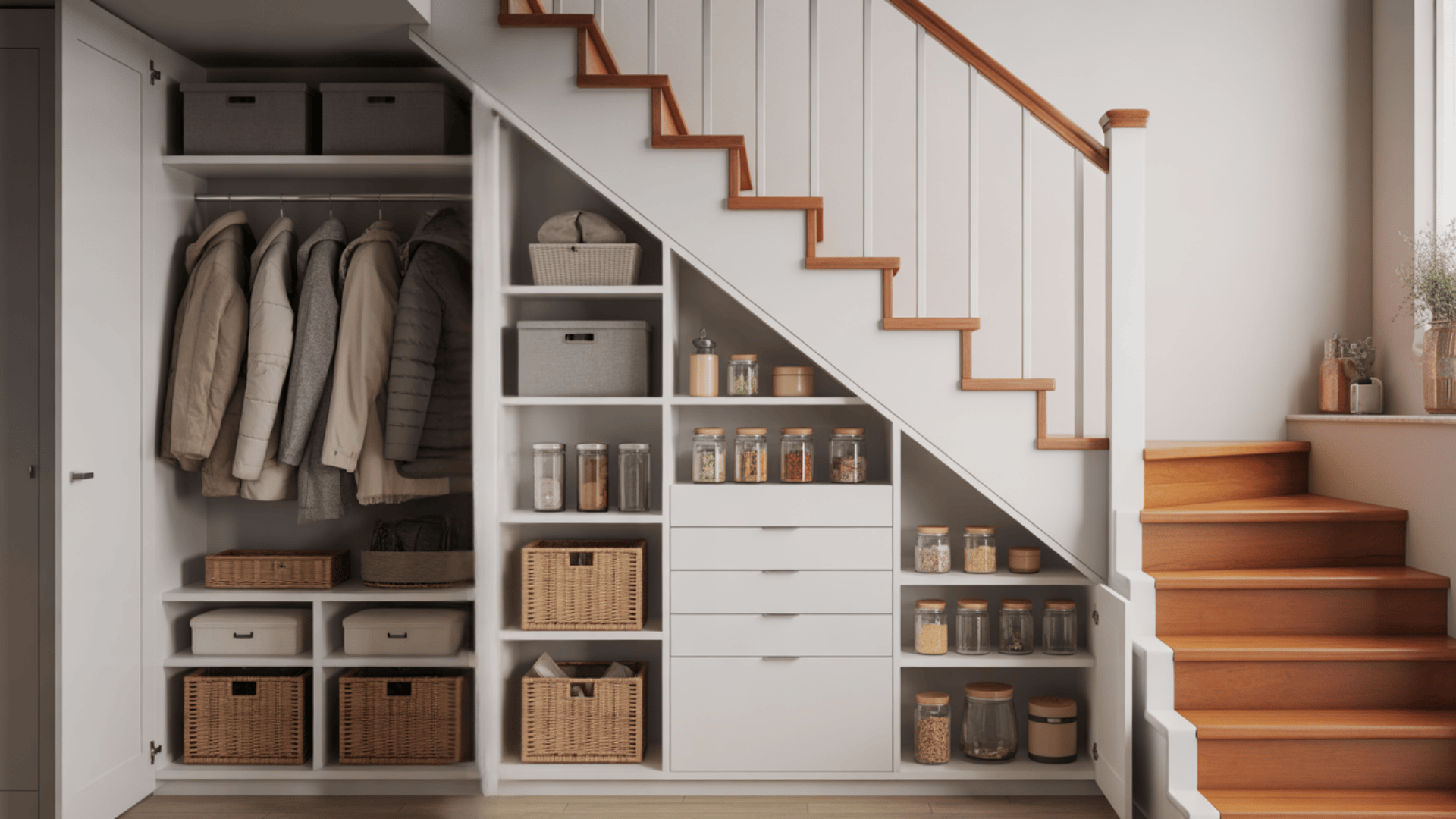 closet under stairs ideas and pantry setup tips