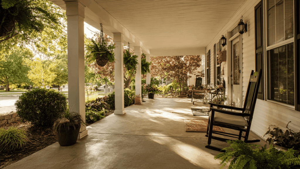 covered concrete front porch
