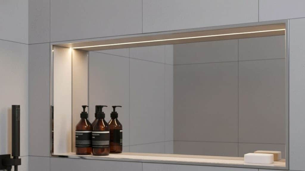 framed recessed mirror niche