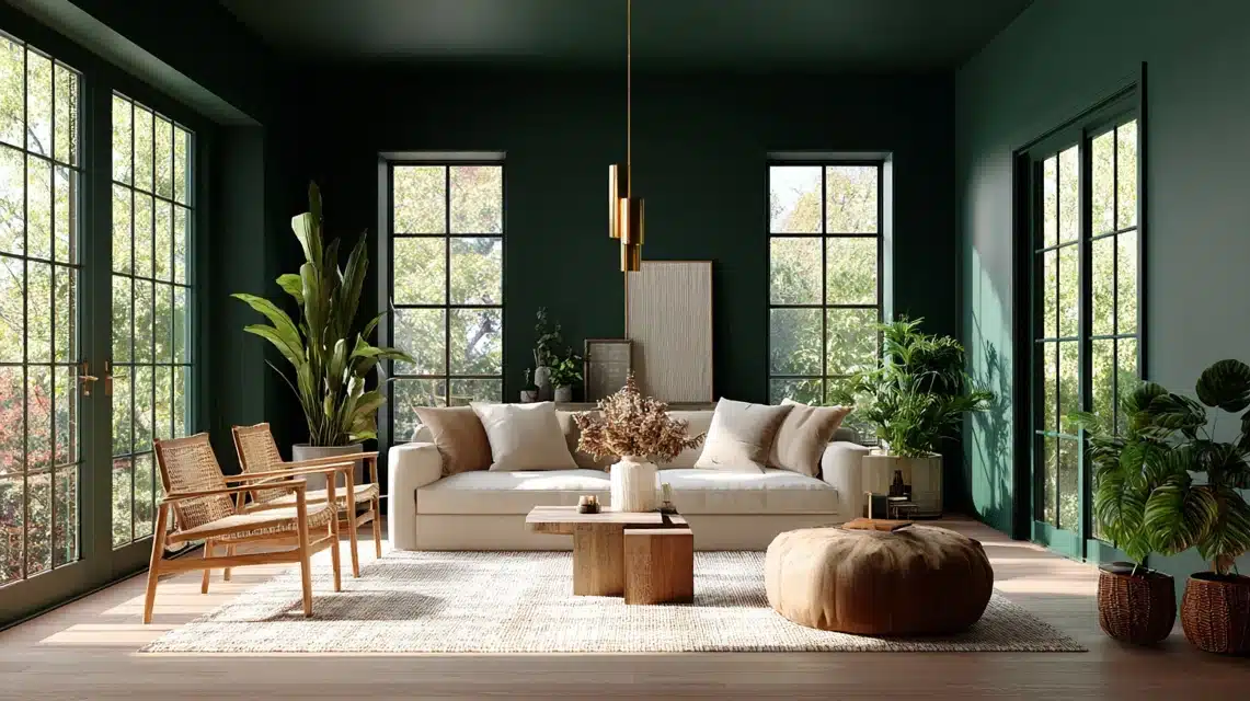 modern dark green living room.png