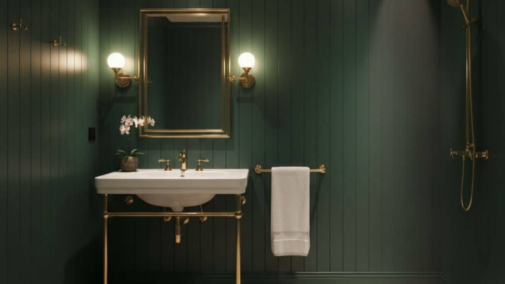 moody painted beadboard walls