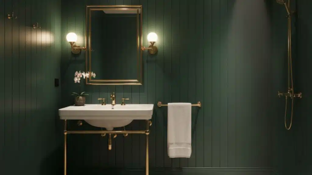moody painted beadboard walls