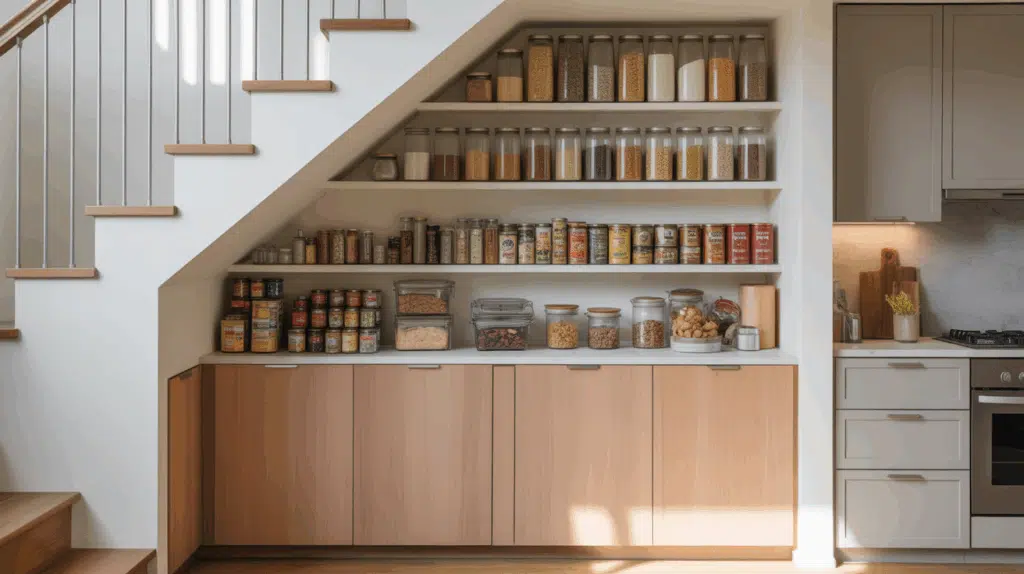 open and closed door pantry