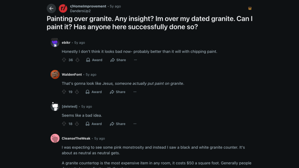 painting granite counter real experiences