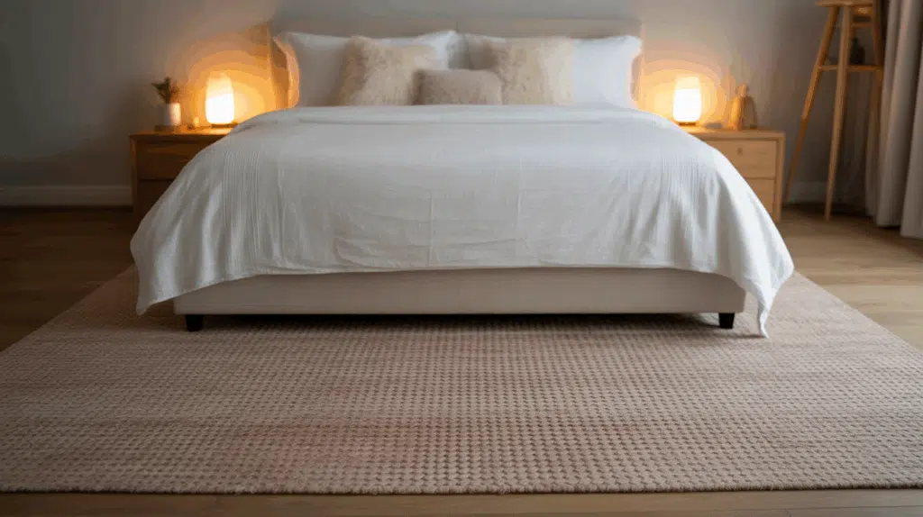 rug under bed on both side