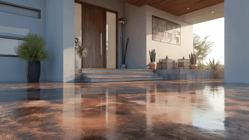 stained or polished concrete porch