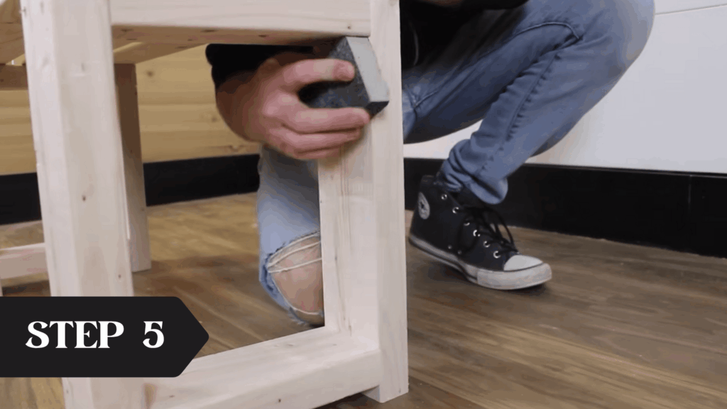 step 5 sand the entire bench 3 40 4 15